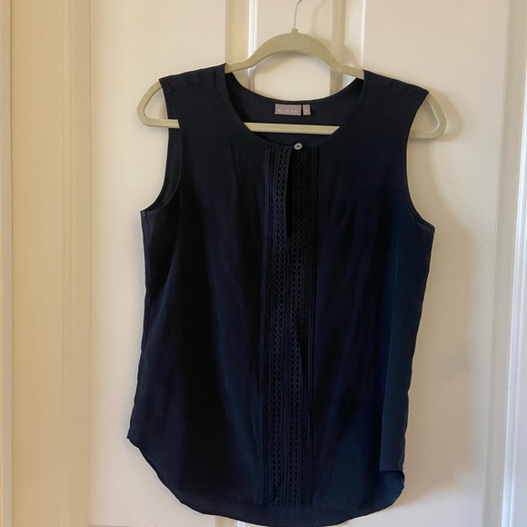 Ellie Kai Black Tank Top Button Up Blouse Size 6 - Picture 1 of 5